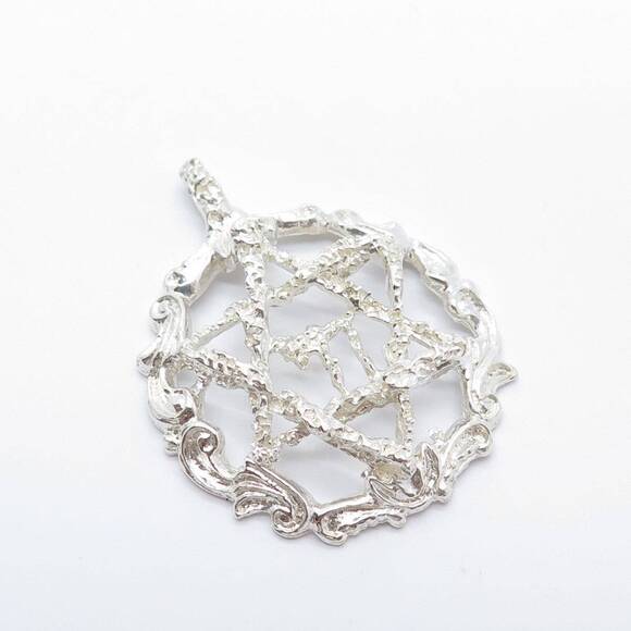 925 Sterling Silver Vintage Star of David & Chai Judaica Pendant - Picture 4 of 5